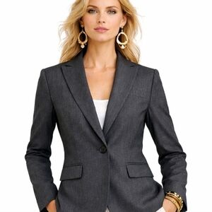 Jones New York Petite Gray Stretch Blazer 6P - Professional Interview Jacket
